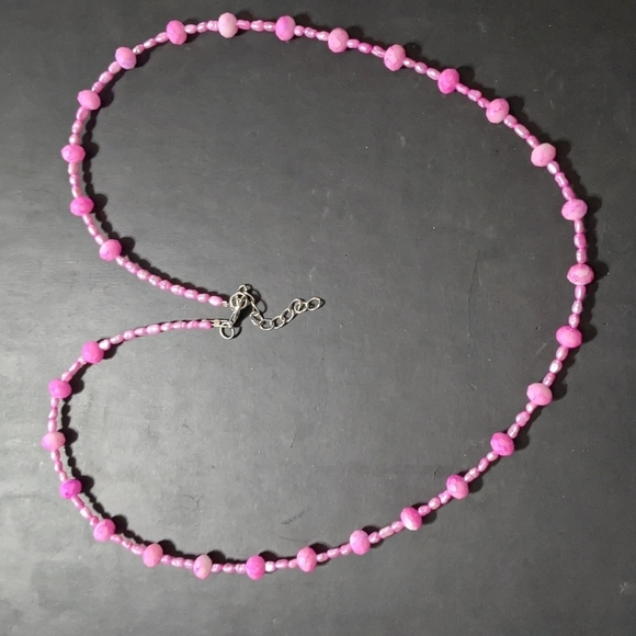 Pink Rice Pearl and Swirl Pink Faceted Crystal Statement Necklace - Picture 1 of 4
